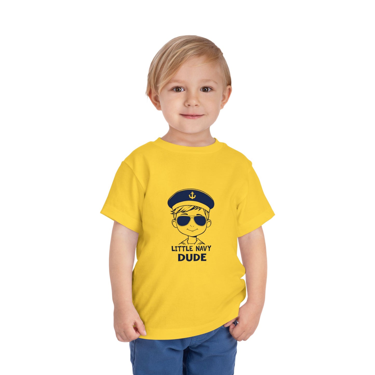 Navy Dude Adorable Toddler Short Sleeve Tee | Little Navy Dude Shirt, Kids' Nautical Tee, Summer Outfit, Boys' Graphic Tee, Gift for Sea Lovers