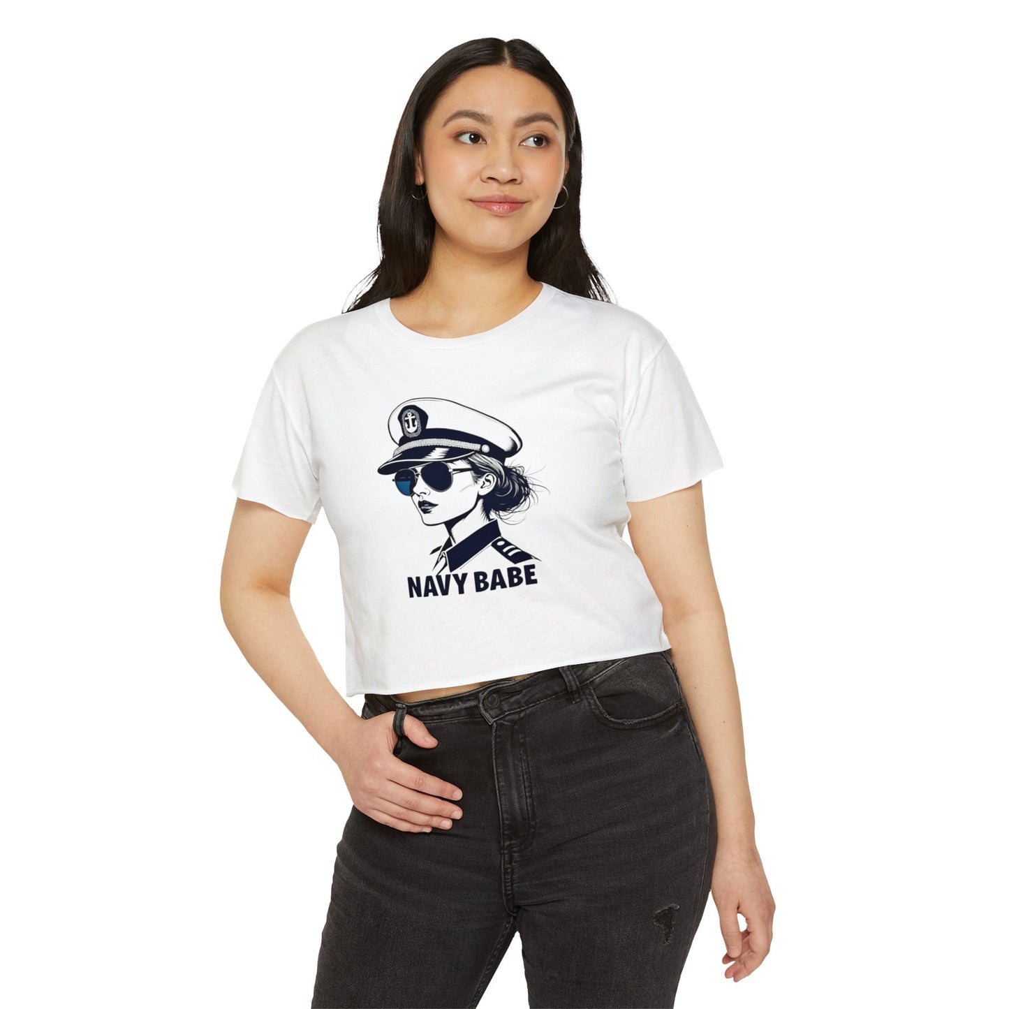 Navy Babe Festival Crop Top, Boho Top, Summer Crop Tee, Gift for Her, Graphic Crop Shirt, Casual Women's Top