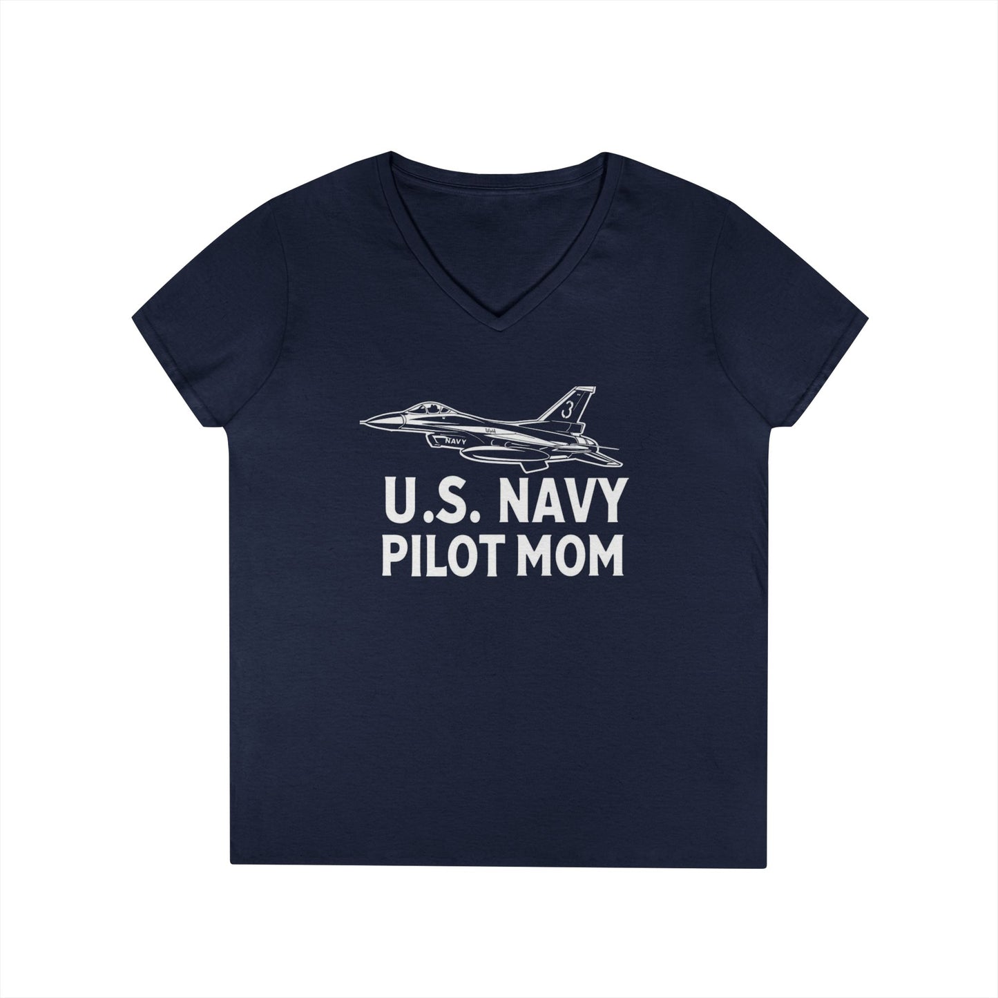 U.S. Navy Pilot Mom V-Neck T-Shirt, Military Mom Gift, Aviation Tee, Patriotic Shirt, Personalized Pilot Gift