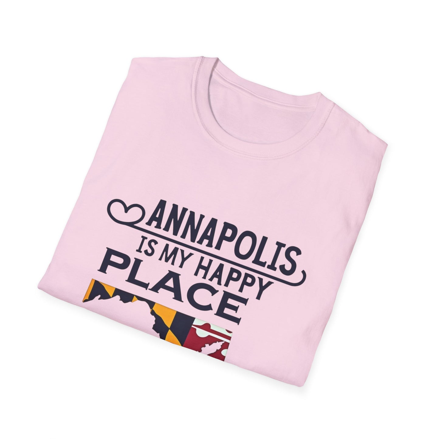 Annapolis Happy Place T-Shirt, Unisex Softstyle Tee, Gift for Locals, Travel Souvenir, Casual Wear, Summer Outfit, Maryland Pride