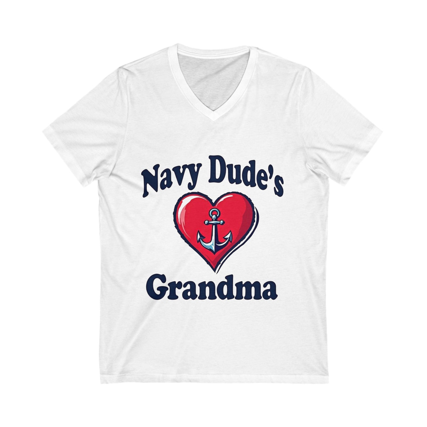 Navy Grandma Love V-Neck Tee, Family Pride Shirt, Navy Mom Gift, Military Family Apparel, Support Your Sailor Tee, Customized Navy T-Shirt