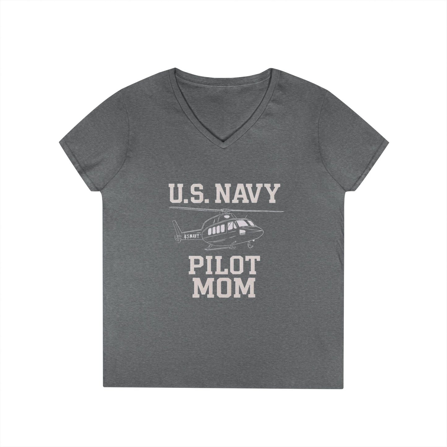 U.S. Navy Pilot Mom V-Neck Tee, Military Mom Gift, Air Force Apparel, Proud Navy Family Shirt, Women's Graphic Tee