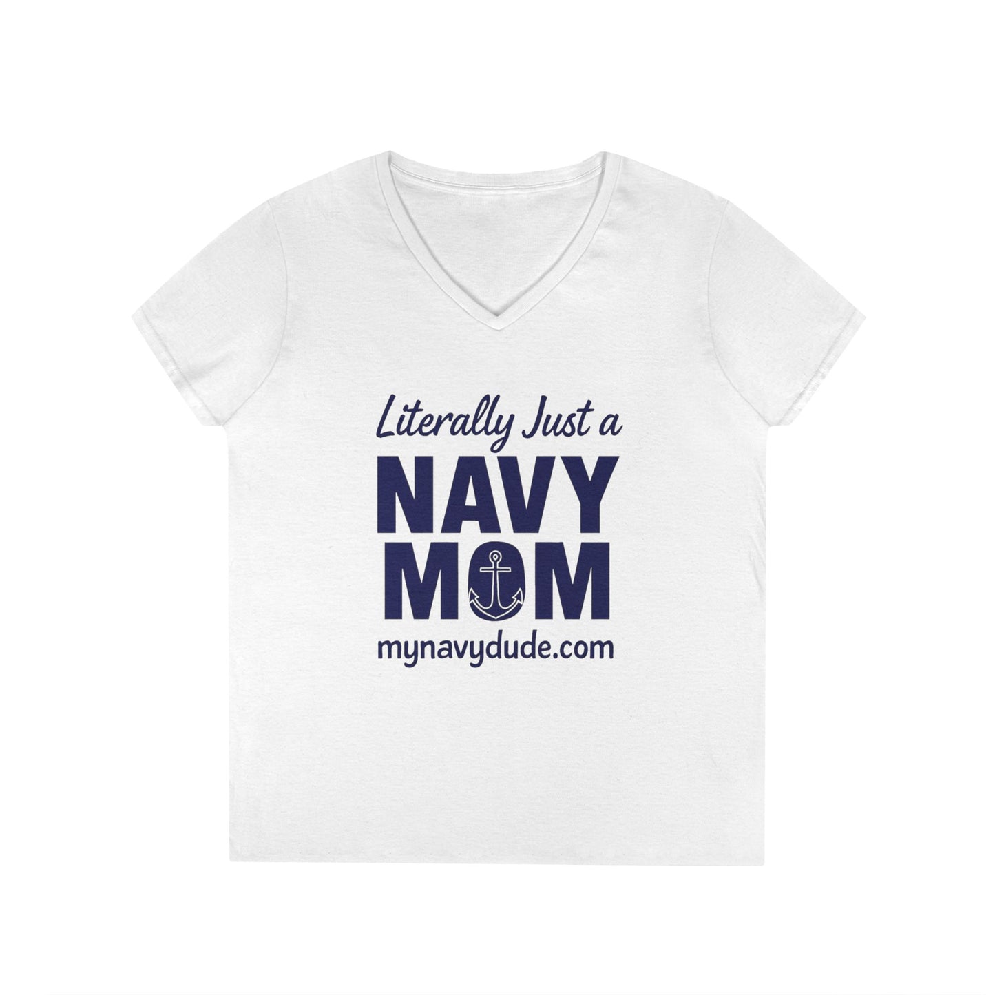 Navy Mom V-Neck Tee, Comfy T-Shirt for Navy Moms, Nautical Themed Gift, Supportive Apparel for Celebrations, Mother's Day Gift