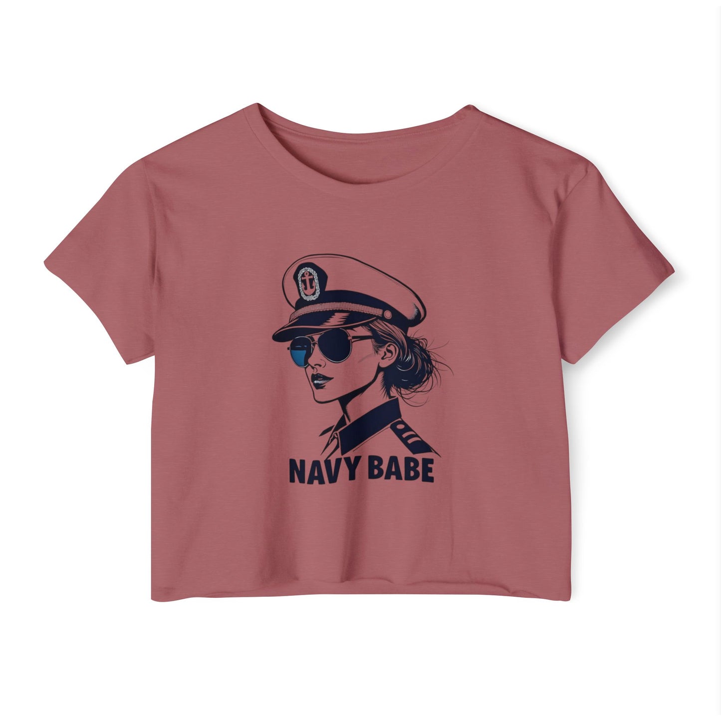 Navy Babe Festival Crop Top, Boho Top, Summer Crop Tee, Gift for Her, Graphic Crop Shirt, Casual Women's Top