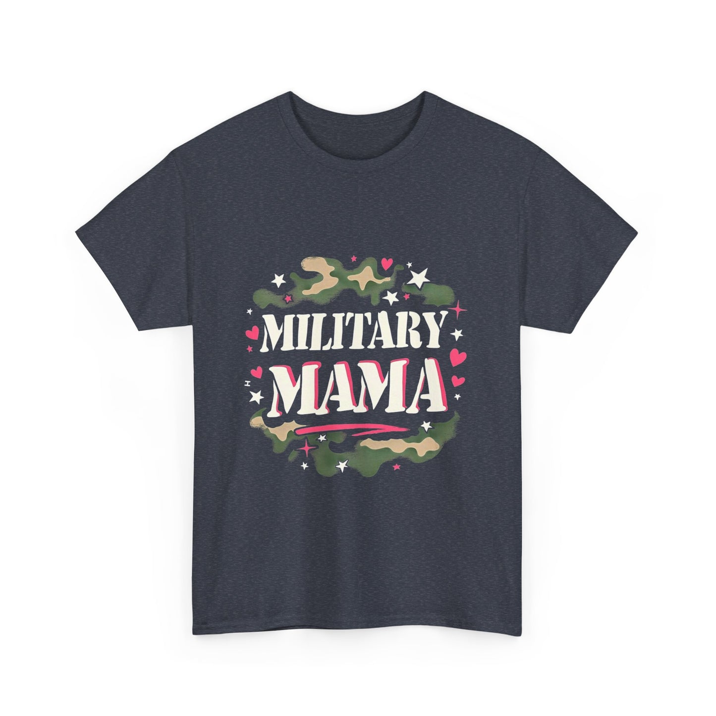 Military Mama Love Unisex Heavy Cotton Tee, Cute Mom Shirt, Mother's Day Gift, Casual Fashion Tee, Family Matching Outfit