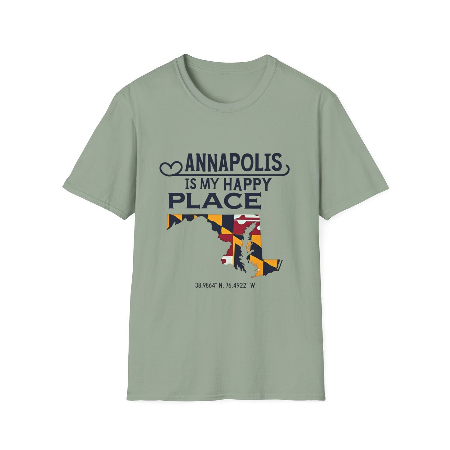 Annapolis Happy Place T-Shirt, Unisex Softstyle Tee, Gift for Locals, Travel Souvenir, Casual Wear, Summer Outfit, Maryland Pride
