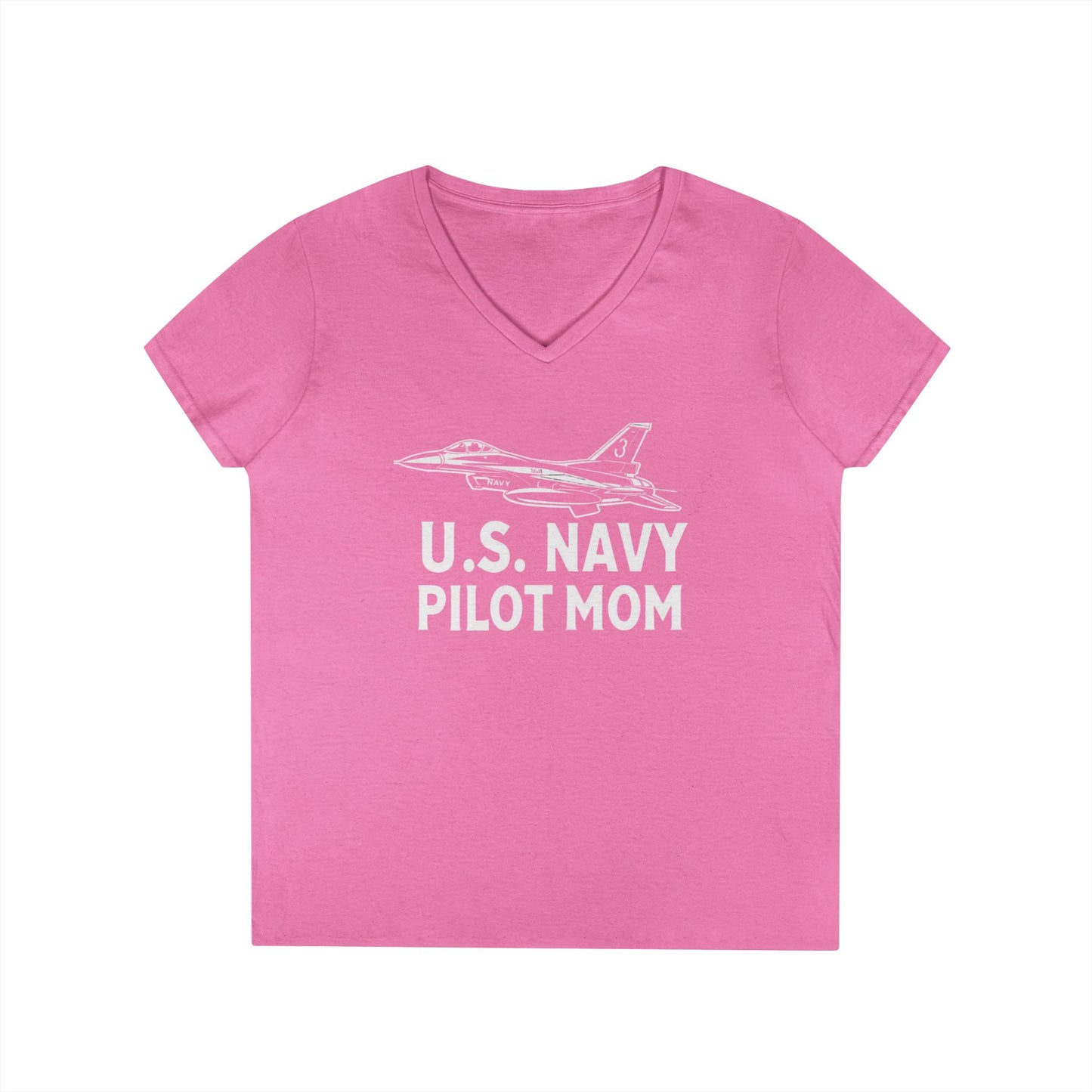 U.S. Navy Pilot Mom V-Neck T-Shirt, Military Mom Gift, Aviation Tee, Patriotic Shirt, Personalized Pilot Gift