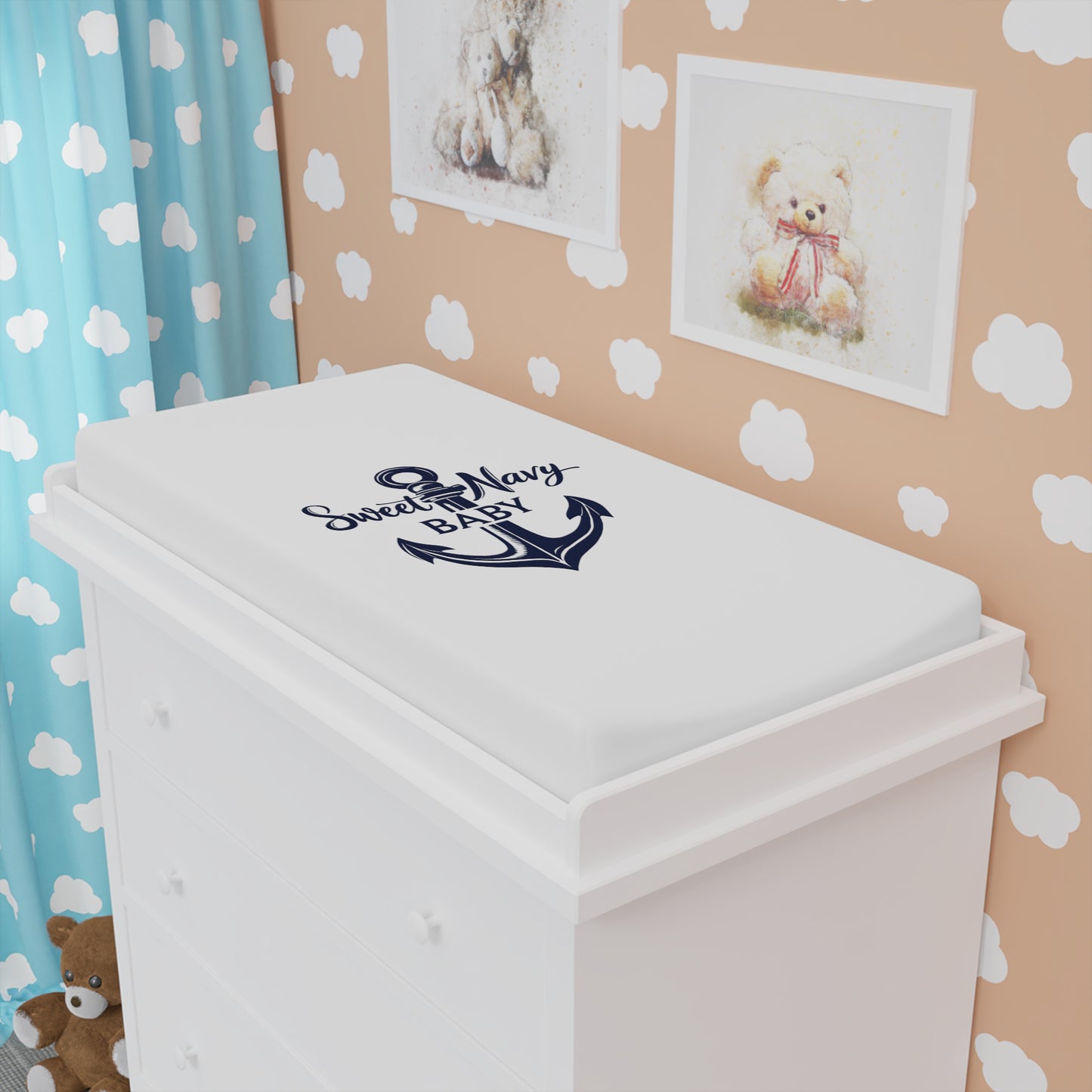 Nautical Baby Changing Pad Cover, Sweet Navy Baby, Baby Shower Gift, Nursery Decor, Ocean Theme