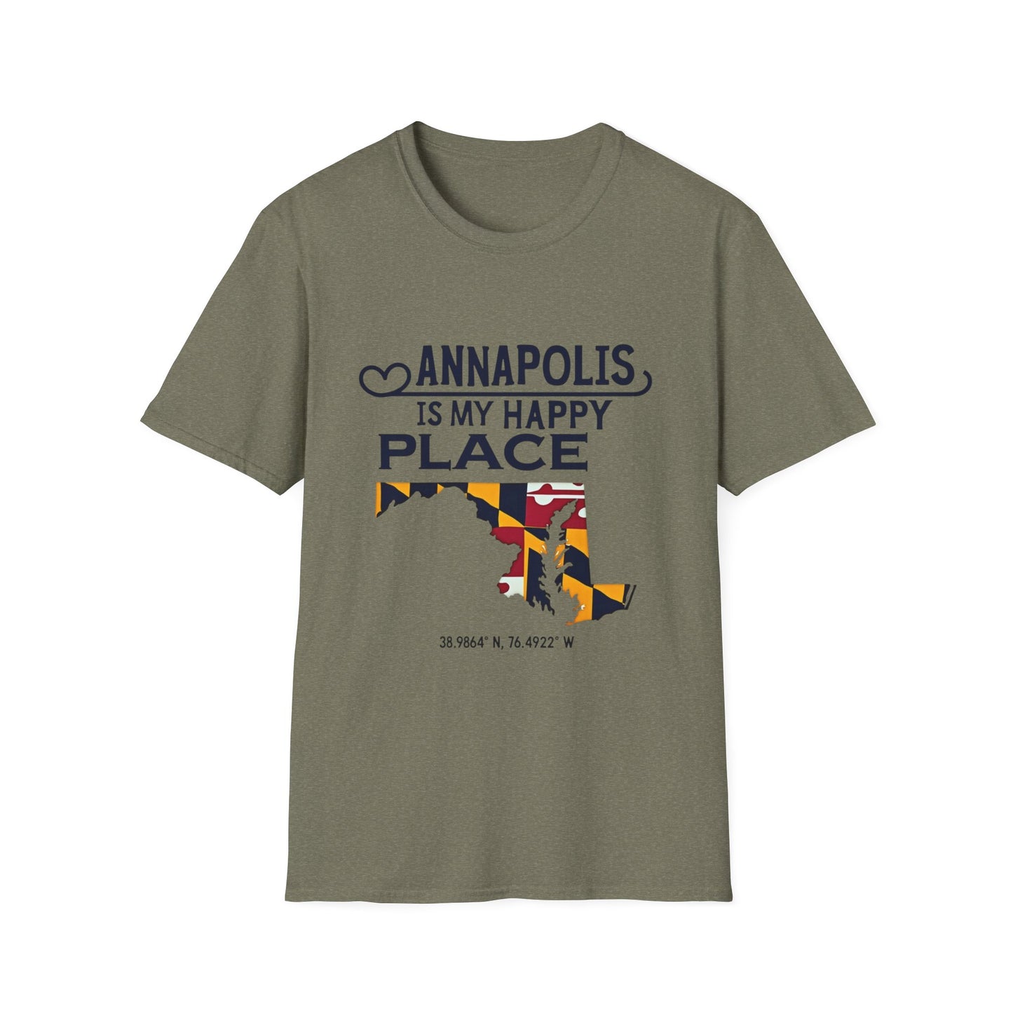 Annapolis Happy Place T-Shirt, Unisex Softstyle Tee, Gift for Locals, Travel Souvenir, Casual Wear, Summer Outfit, Maryland Pride