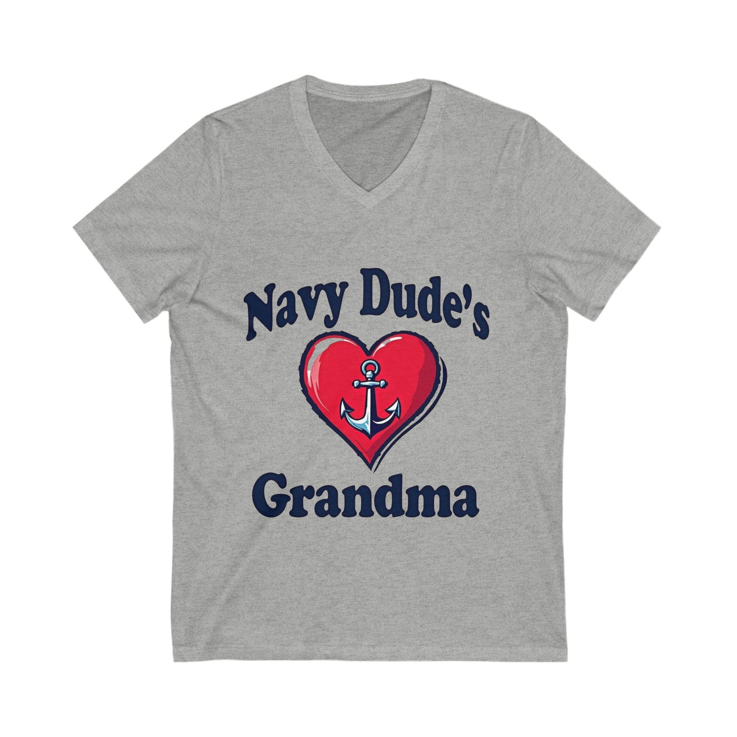 Navy Grandma Love V-Neck Tee, Family Pride Shirt, Navy Mom Gift, Military Family Apparel, Support Your Sailor Tee, Customized Navy T-Shirt