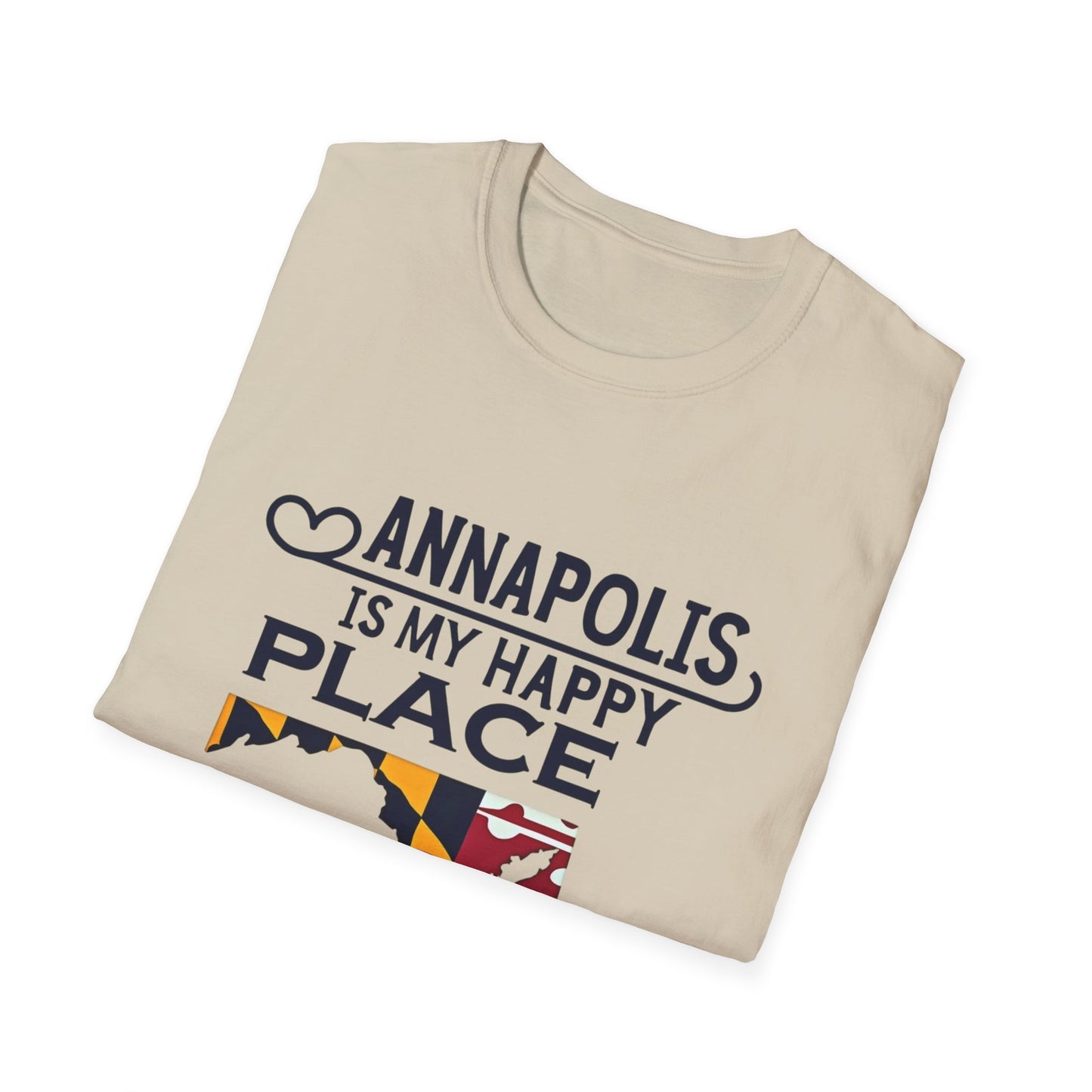 Annapolis Happy Place T-Shirt, Unisex Softstyle Tee, Gift for Locals, Travel Souvenir, Casual Wear, Summer Outfit, Maryland Pride