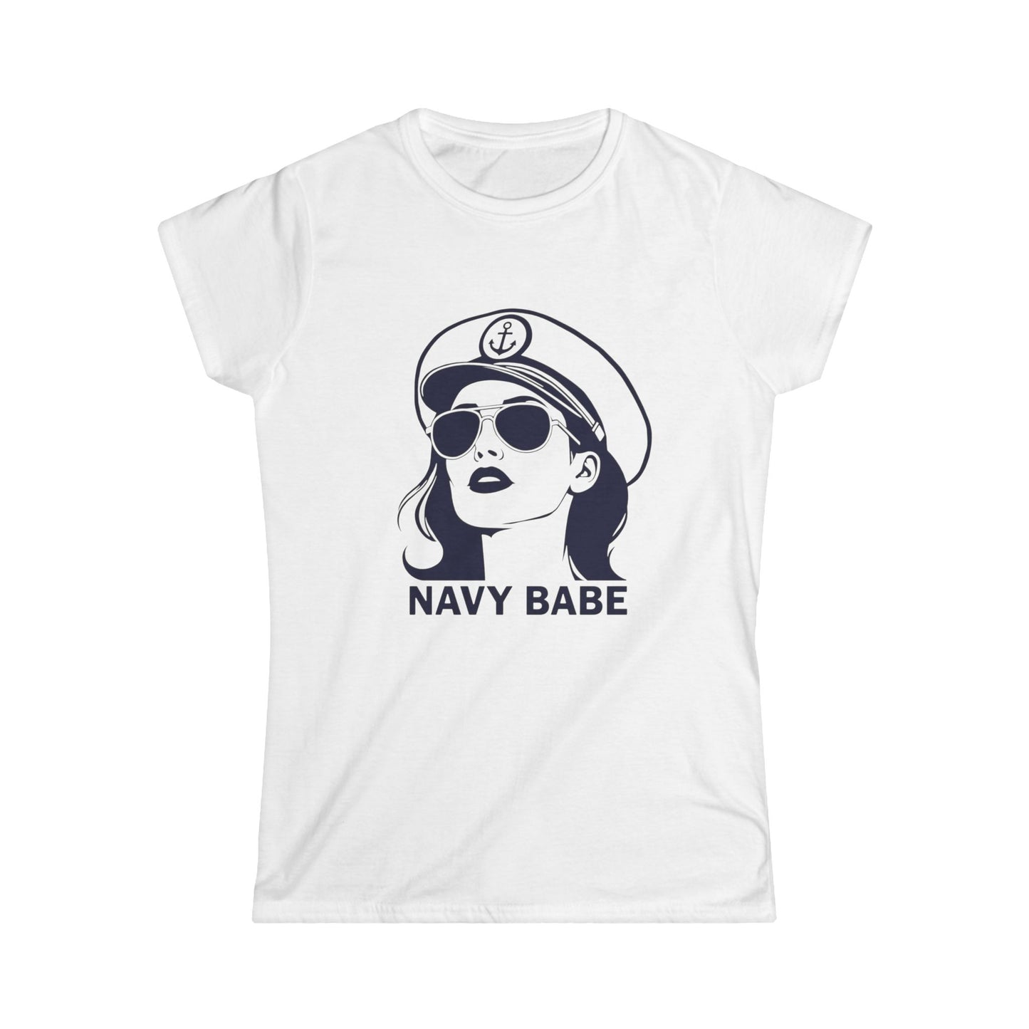 Navy Babe Softstyle Tee, Gifts for Navy Wives, Navy Girlfriends, Nautical T-Shirt, Casual Summer Top, Patriotic Apparel, Maritime Fashion