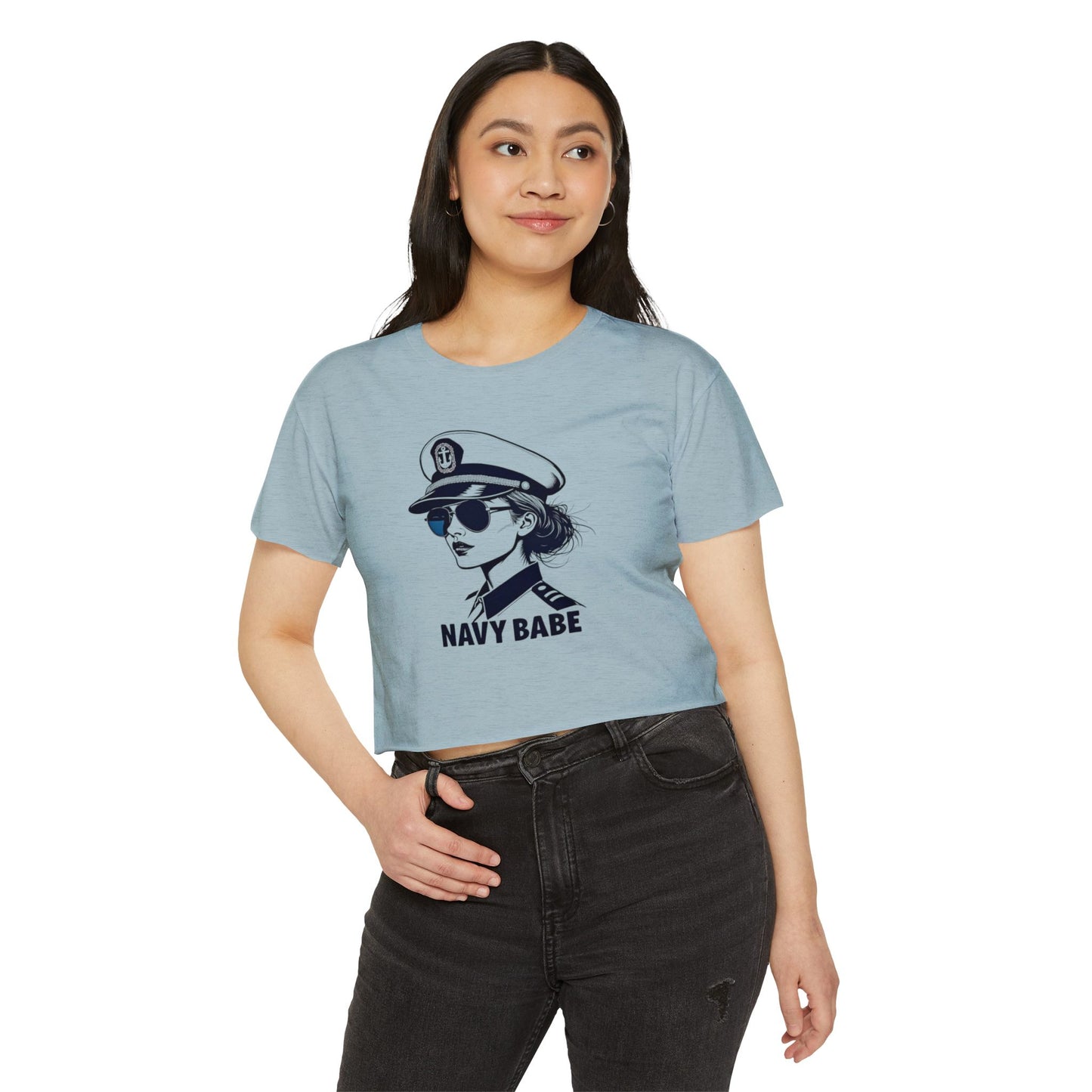 Navy Babe Festival Crop Top, Boho Top, Summer Crop Tee, Gift for Her, Graphic Crop Shirt, Casual Women's Top