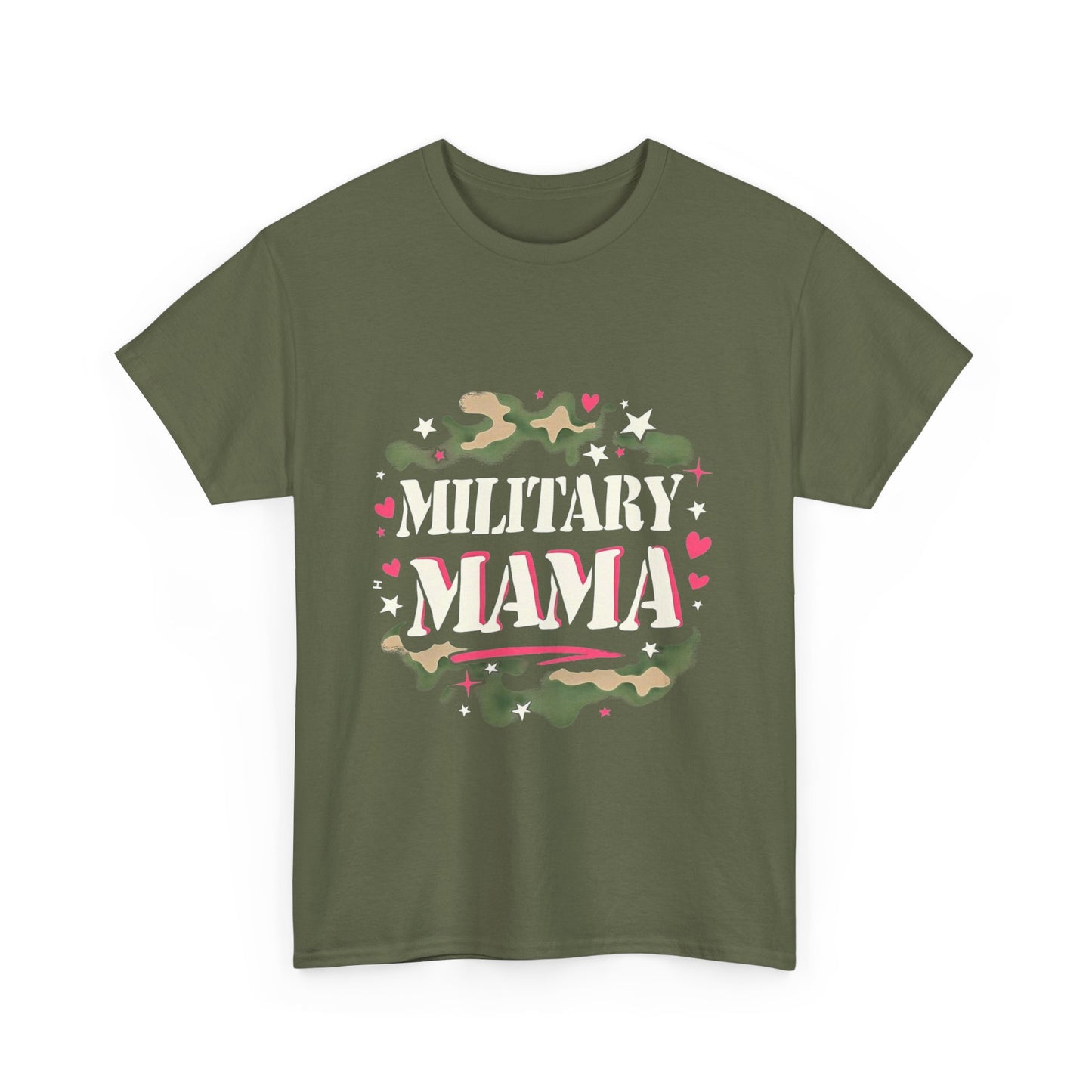 Military Mama Love Unisex Heavy Cotton Tee, Cute Mom Shirt, Mother's Day Gift, Casual Fashion Tee, Family Matching Outfit