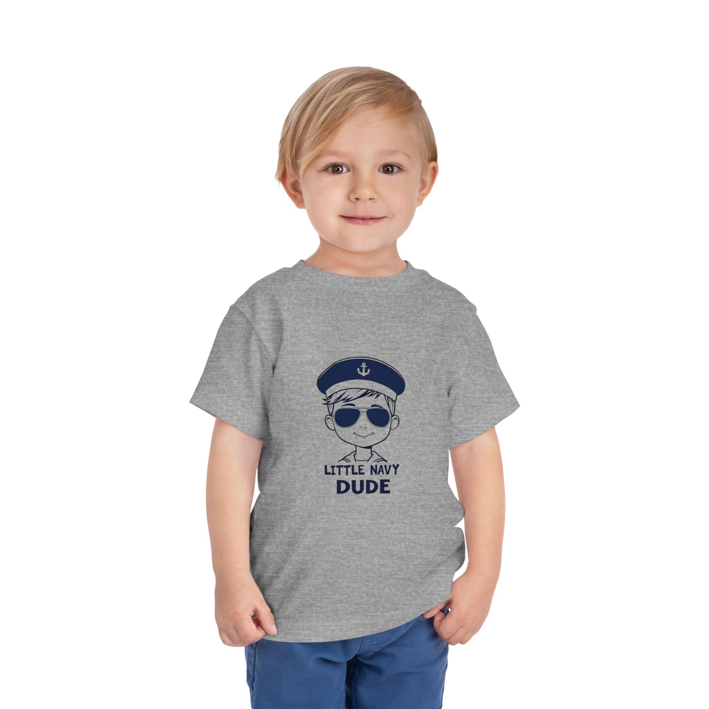 Navy Dude Adorable Toddler Short Sleeve Tee | Little Navy Dude Shirt, Kids' Nautical Tee, Summer Outfit, Boys' Graphic Tee, Gift for Sea Lovers