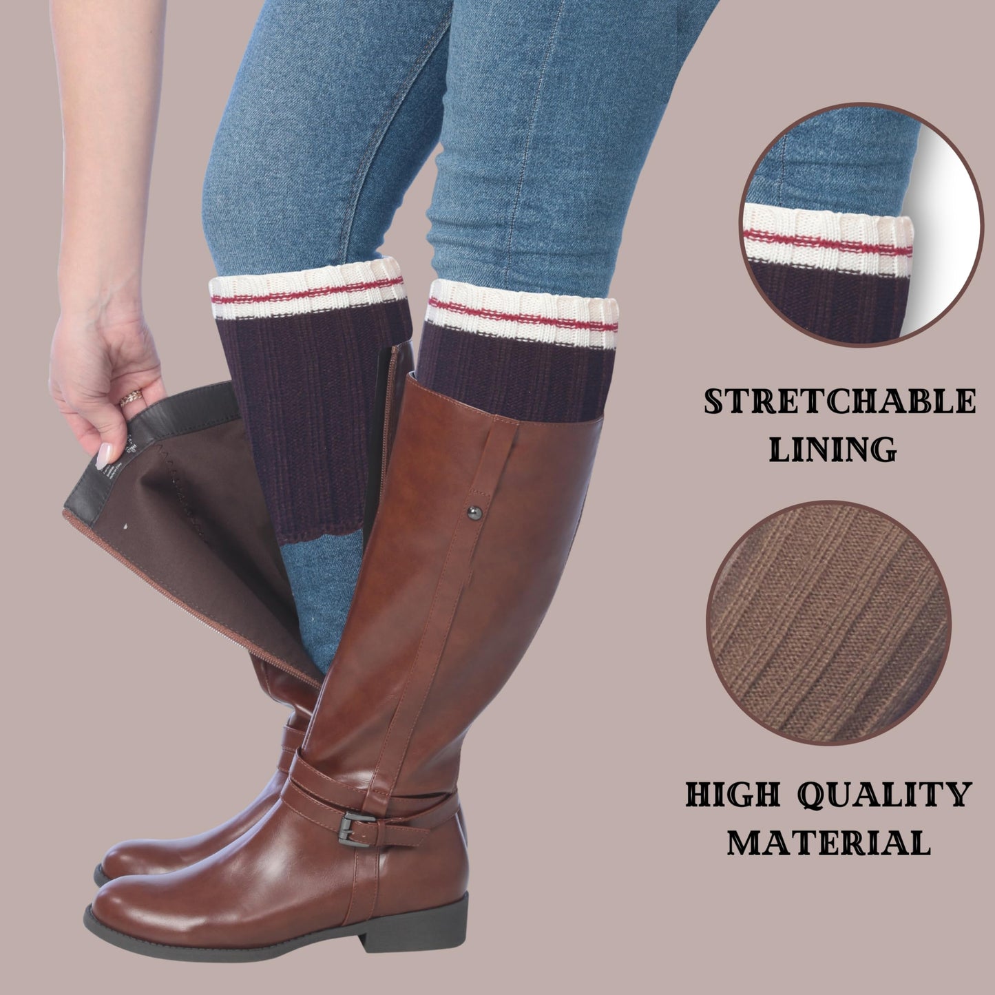 Tipi Toe Women's 3 Pairs Nautical Charms Charcoal Brown Navy Blue
