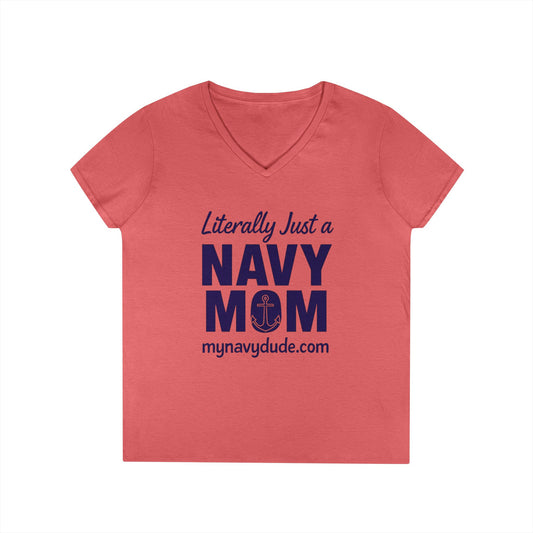 Navy Mom V-Neck Tee, Comfy T-Shirt for Navy Moms, Nautical Themed Gift, Supportive Apparel for Celebrations, Mother's Day Gift