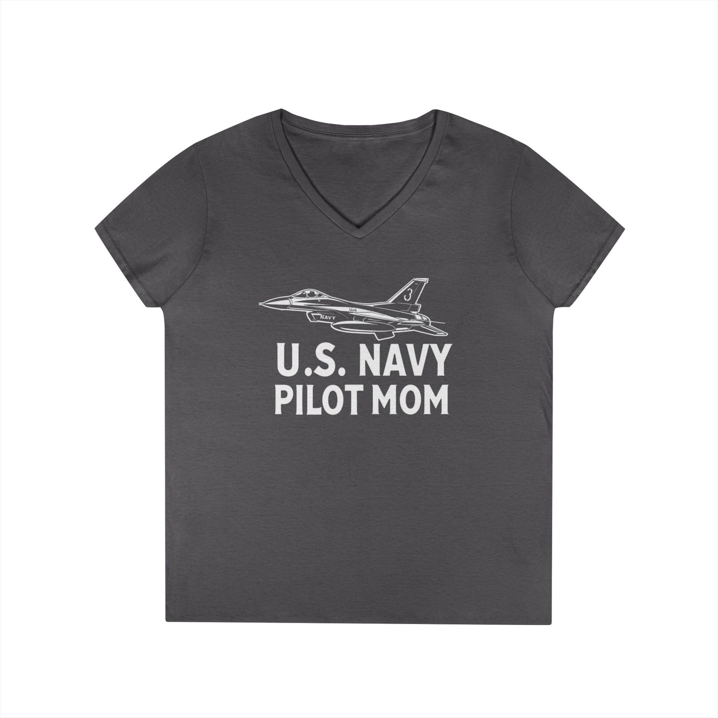 U.S. Navy Pilot Mom V-Neck T-Shirt, Military Mom Gift, Aviation Tee, Patriotic Shirt, Personalized Pilot Gift