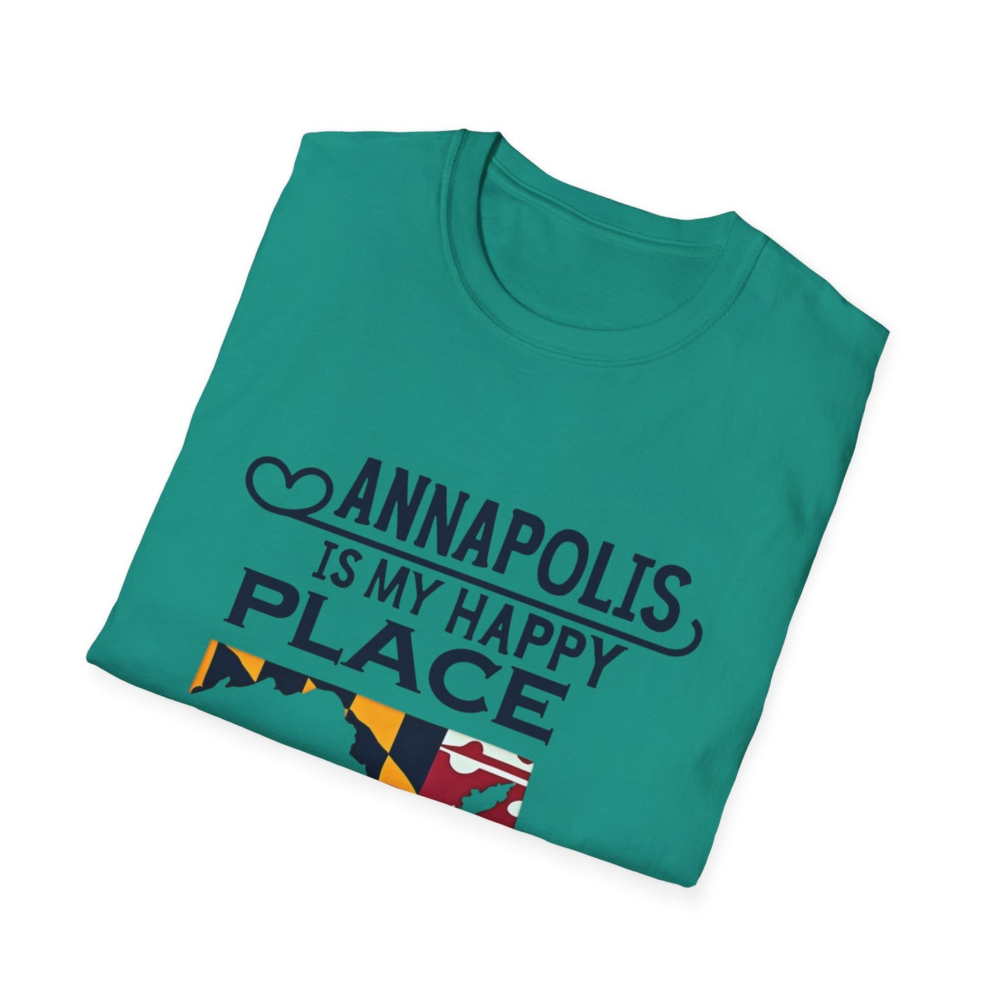Annapolis Happy Place T-Shirt, Unisex Softstyle Tee, Gift for Locals, Travel Souvenir, Casual Wear, Summer Outfit, Maryland Pride