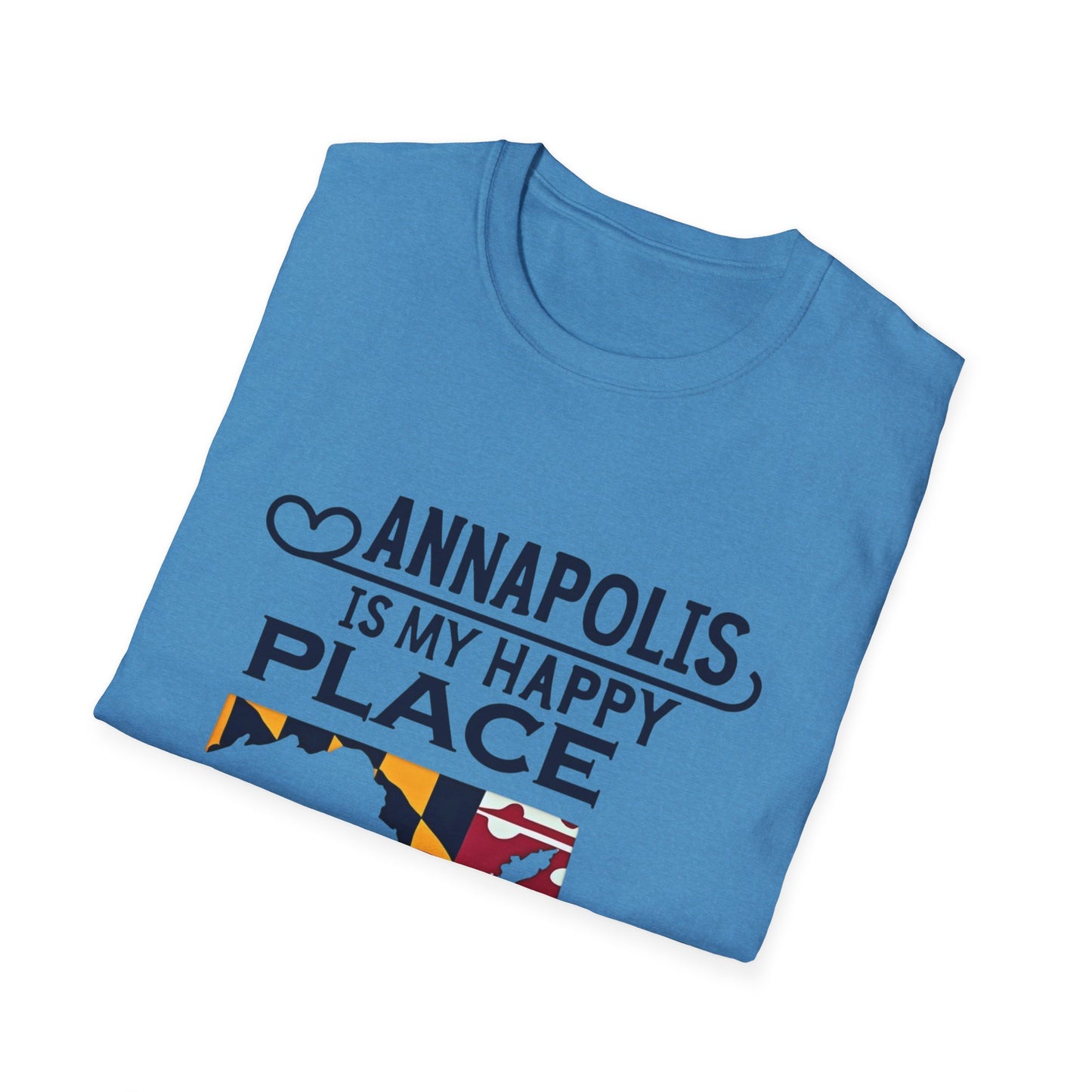 Annapolis Happy Place T-Shirt, Unisex Softstyle Tee, Gift for Locals, Travel Souvenir, Casual Wear, Summer Outfit, Maryland Pride
