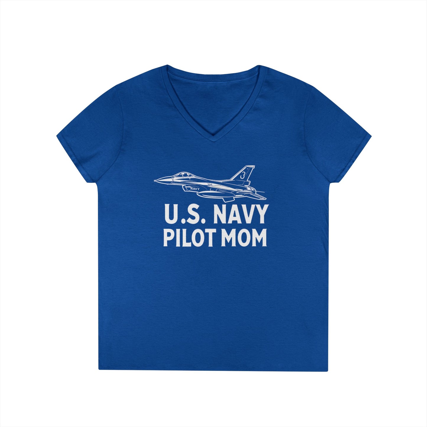 U.S. Navy Pilot Mom V-Neck T-Shirt, Military Mom Gift, Aviation Tee, Patriotic Shirt, Personalized Pilot Gift