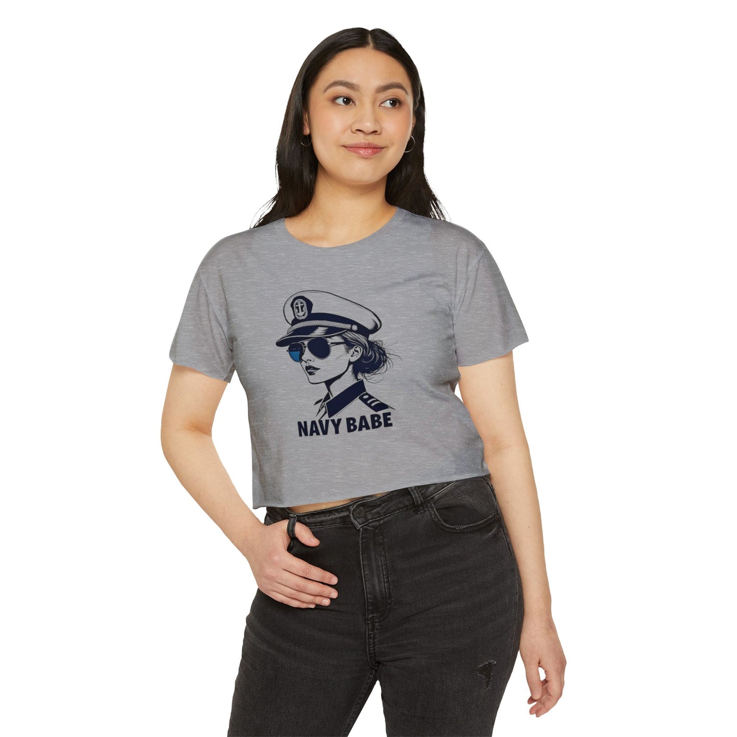 Navy Babe Festival Crop Top, Boho Top, Summer Crop Tee, Gift for Her, Graphic Crop Shirt, Casual Women's Top