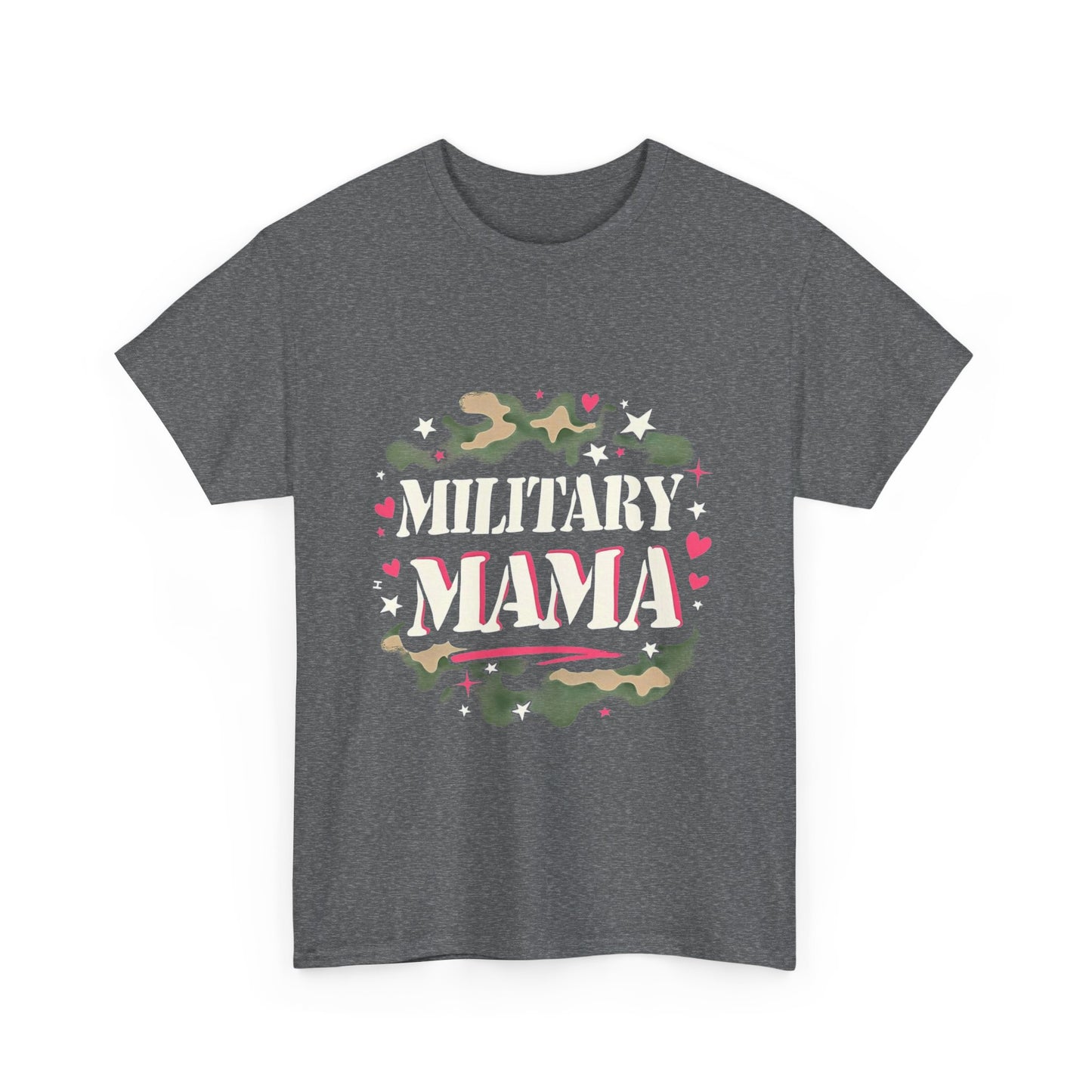 Military Mama Love Unisex Heavy Cotton Tee, Cute Mom Shirt, Mother's Day Gift, Casual Fashion Tee, Family Matching Outfit