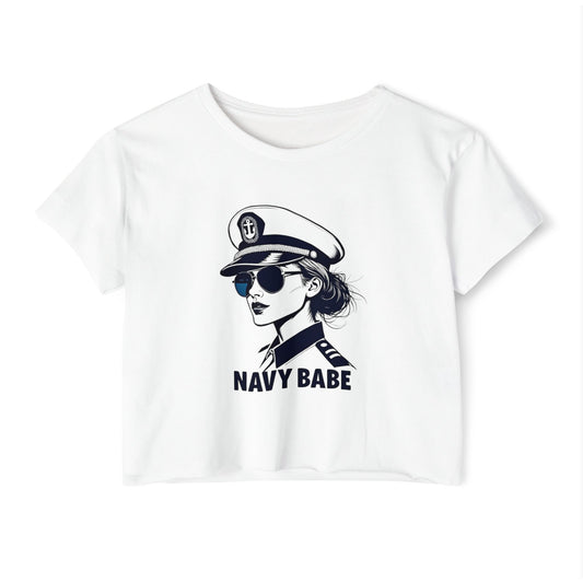 Navy Babe Festival Crop Top, Boho Top, Summer Crop Tee, Gift for Her, Graphic Crop Shirt, Casual Women's Top
