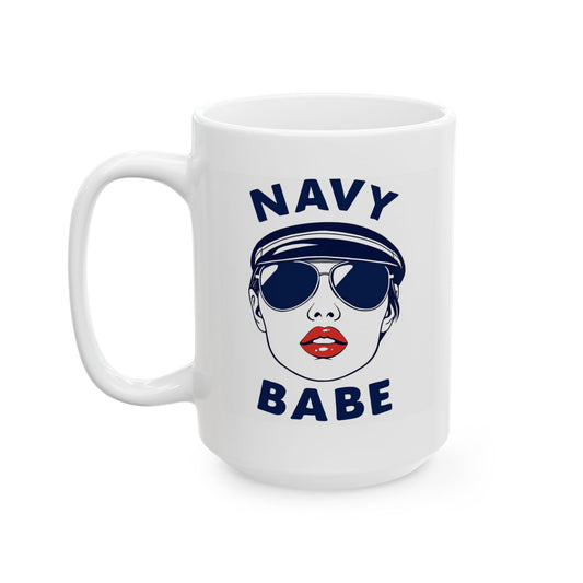 Navy Babe Ceramic Mug with Funny Design, Perfect Gift for Coffee Lovers, Birthday, Holiday, Everyday Use, Unique Home Decor, Dog Lover Mug