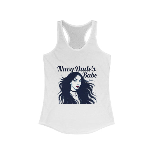 Navy Dude's Babe Racerback Tank, Nautical Top, Summer Fashion, Gift for Girlfriend, Beachwear, Casual Style, Anchor Design