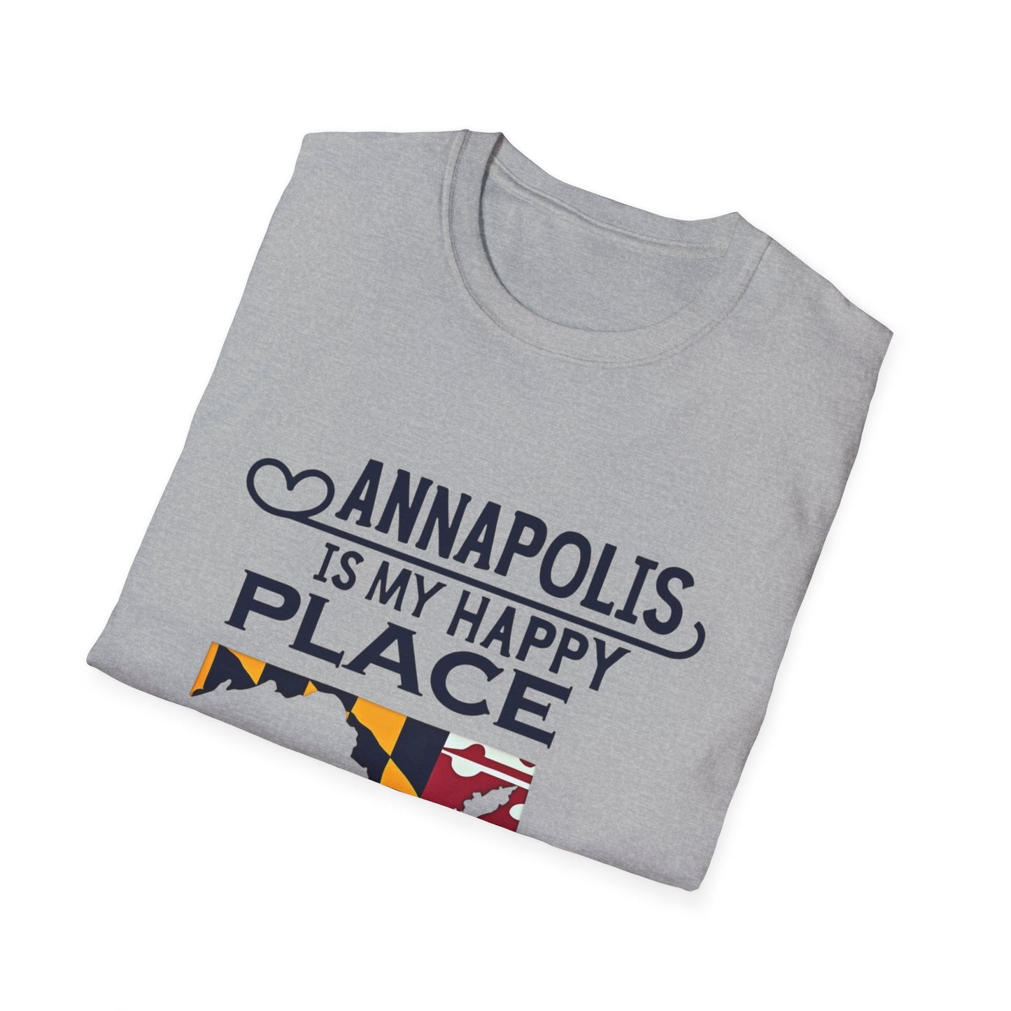Annapolis Happy Place T-Shirt, Unisex Softstyle Tee, Gift for Locals, Travel Souvenir, Casual Wear, Summer Outfit, Maryland Pride