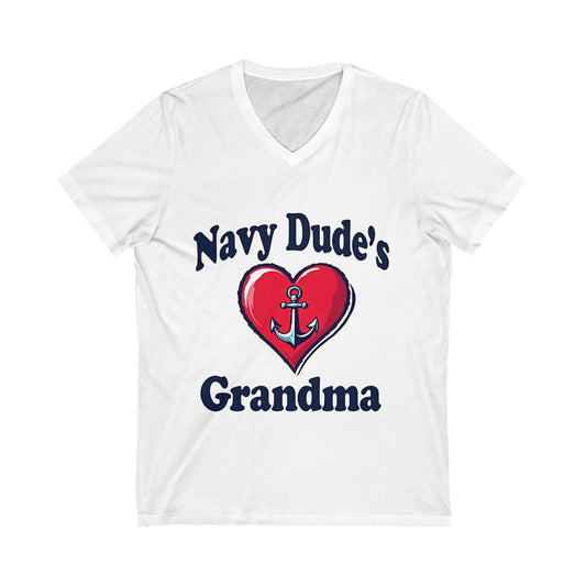 Navy Grandma Love V-Neck Tee, Family Pride Shirt, Navy Mom Gift, Military Family Apparel, Support Your Sailor Tee, Customized Navy T-Shirt