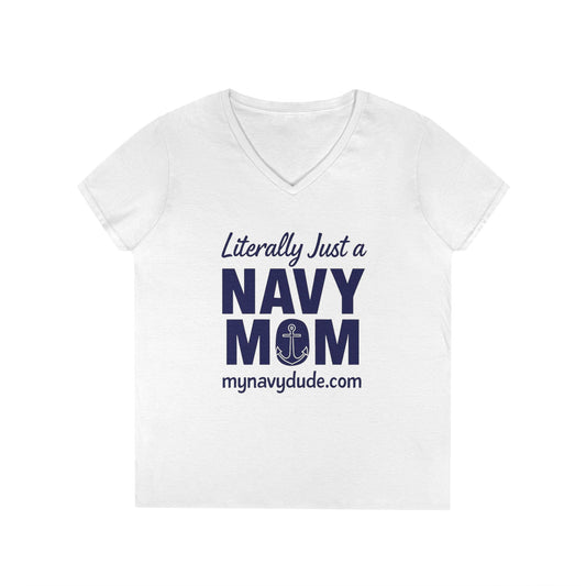 Navy Mom V-Neck Tee, Comfy T-Shirt for Navy Moms, Nautical Themed Gift, Supportive Apparel for Celebrations, Mother's Day Gift