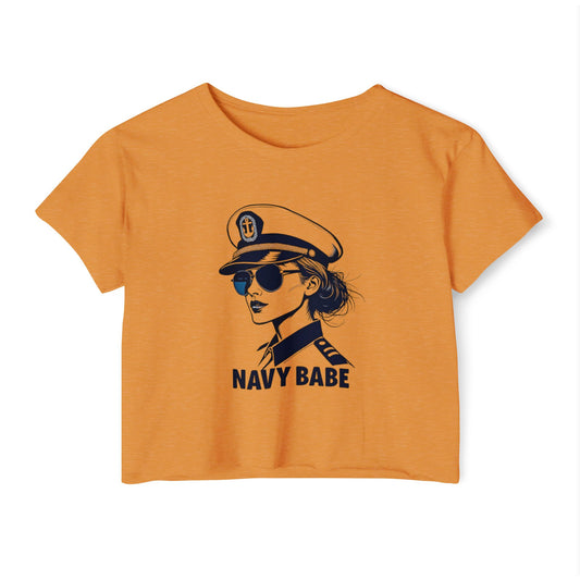 Navy Babe Festival Crop Top, Boho Top, Summer Crop Tee, Gift for Her, Graphic Crop Shirt, Casual Women's Top
