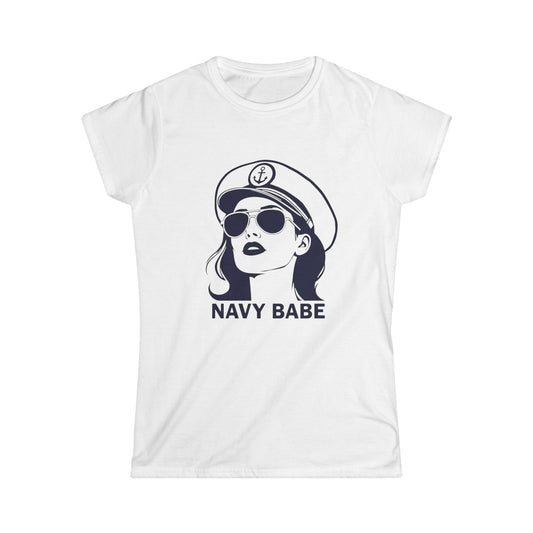 Navy Babe Softstyle Tee, Gifts for Navy Wives, Navy Girlfriends, Nautical T-Shirt, Casual Summer Top, Patriotic Apparel, Maritime Fashion