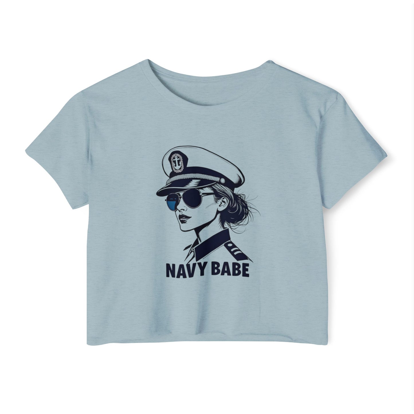 Navy Babe Festival Crop Top, Boho Top, Summer Crop Tee, Gift for Her, Graphic Crop Shirt, Casual Women's Top