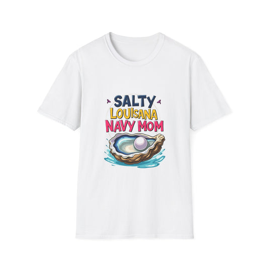 Salty Louisiana Navy Mom T-Shirt | Gift for Navy Families, Love, and Support, Standout Style for Moms
